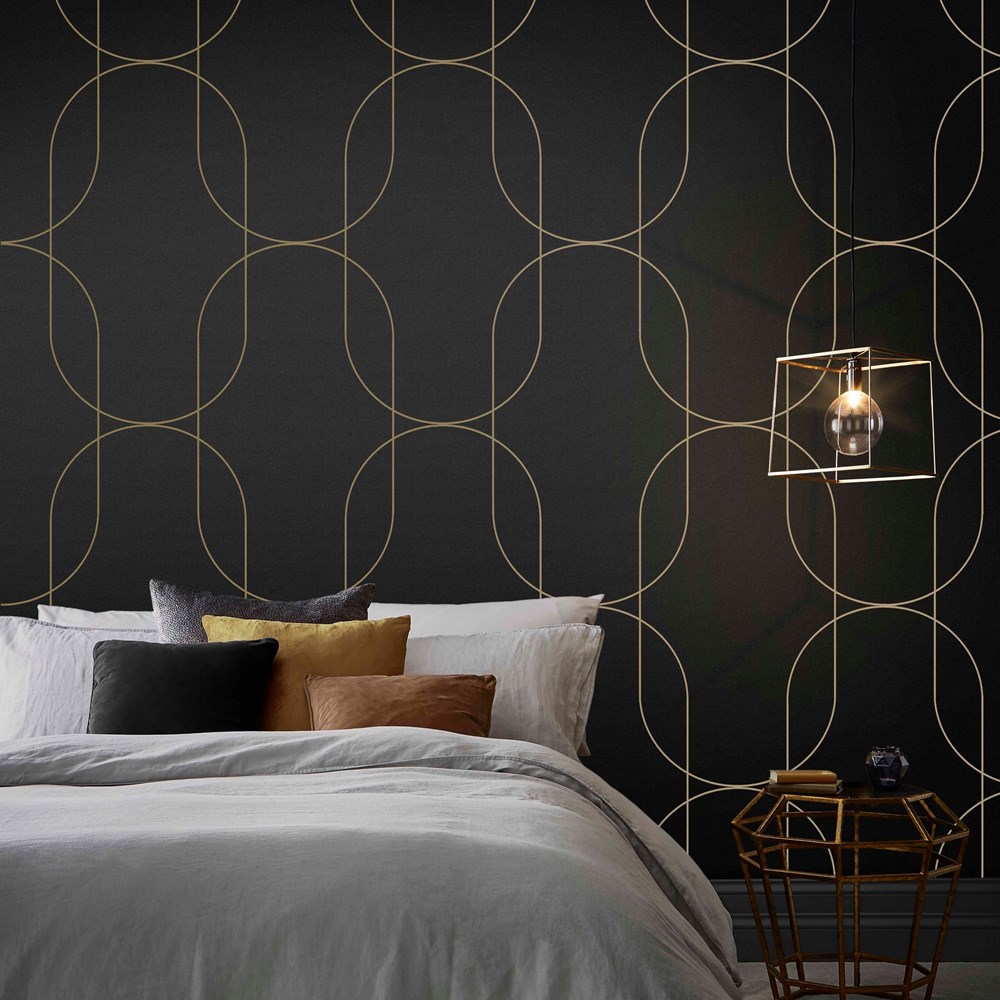 Palais Wallpaper 112188 by Graham & Brown in Black & Gold